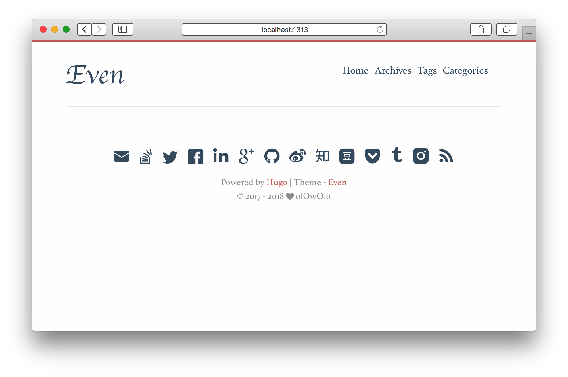 Site Hugo avec le thème Even
